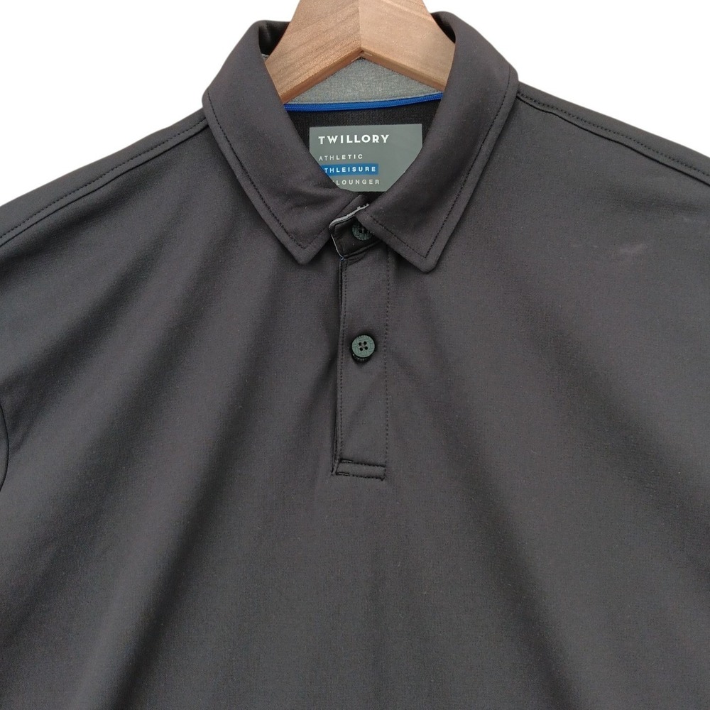 Twillory Polo Shirt Mens Large Black Performance Stretch Wicking Athleisure Golf